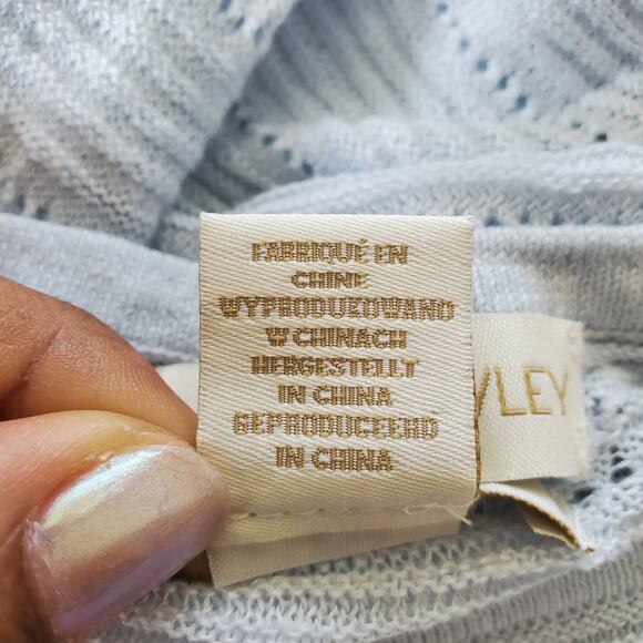 Cynthia Rowley Blue Lightweight 100% Linen Sweater L - Picture 5 of 7